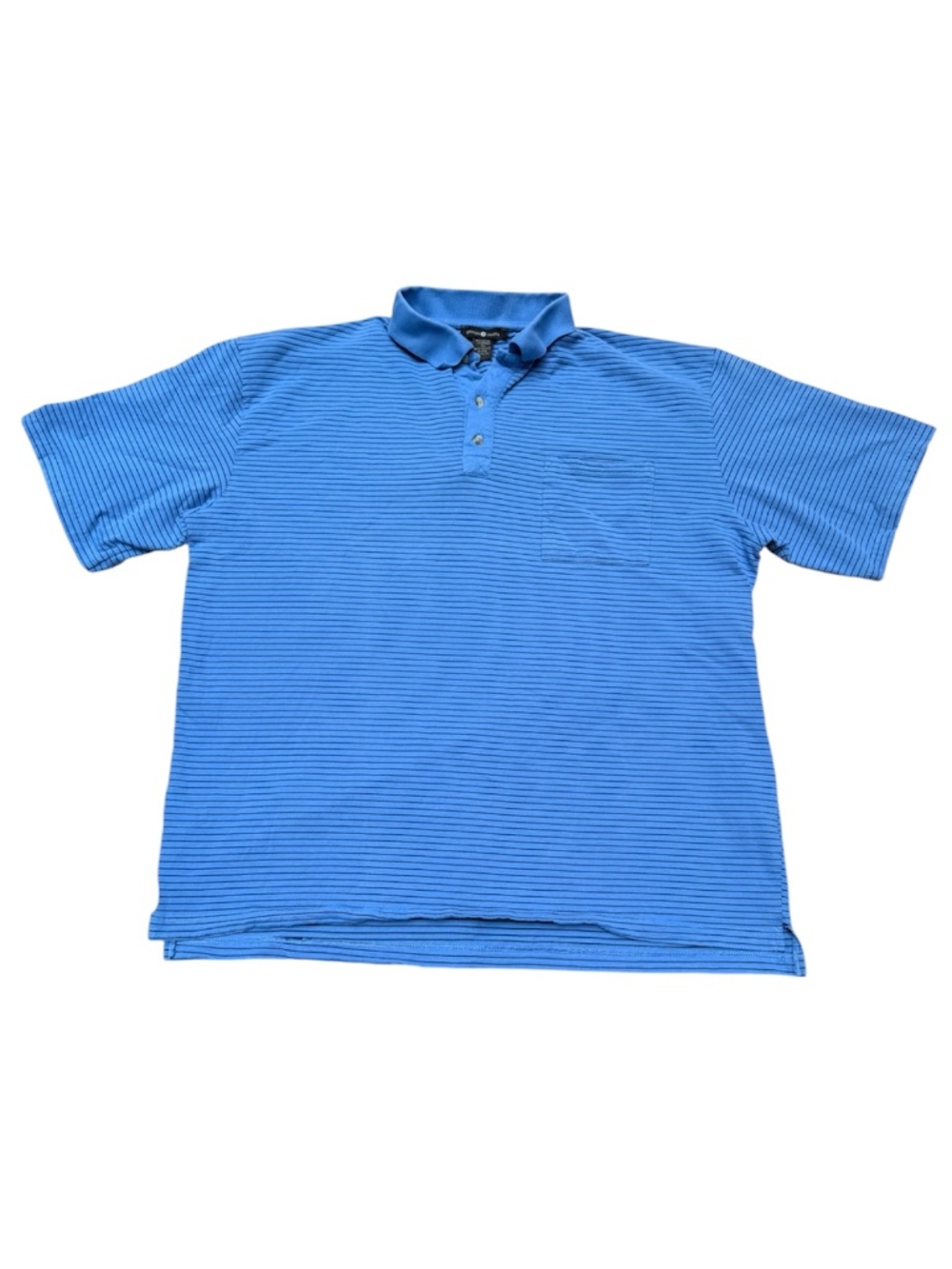 Cotton Traders Men's Blue Striped Short Sleeve Polo Shirt Chest Pocket XXL